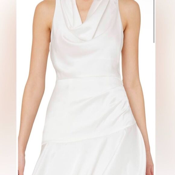 Milly NWT Nia Satin Cowl Dress in White Size 8 - Picture 5 of 7
